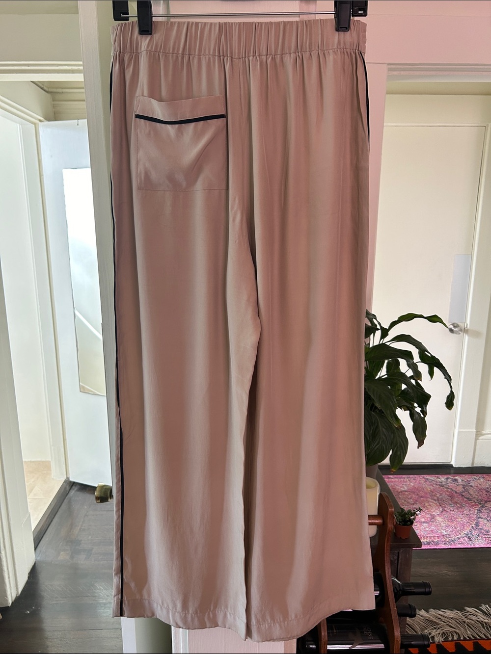 Jenni Kayne silk pants with black side stripes